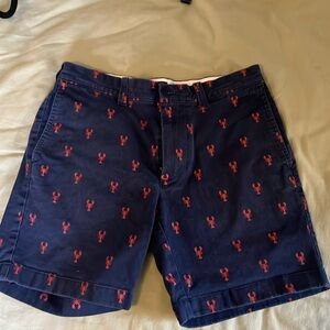J. Crew Factory navy lobster print khaki shorts 7” inseam. Men’s 28. Like new